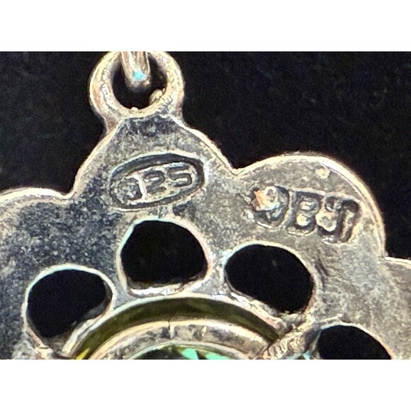 Dee Berkley Jewerly VINTAGE Earrings Sterling Silver Peridot Marcasite DBJ - Picture 4 of 13